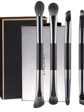 Travel Eye Makeup Brush Set with Mirror Case 4PCS